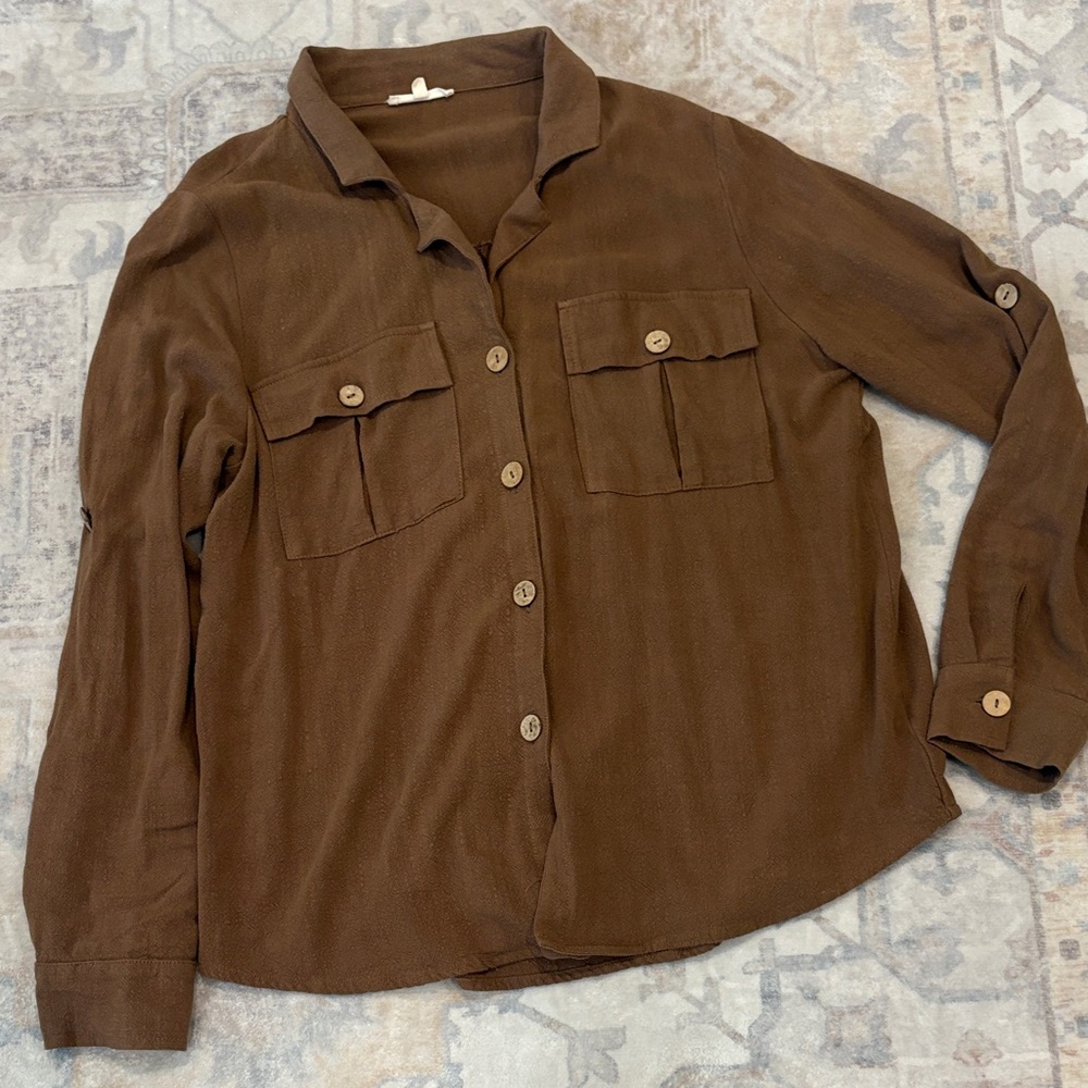 Easel Linen Button Up Casual Shirt